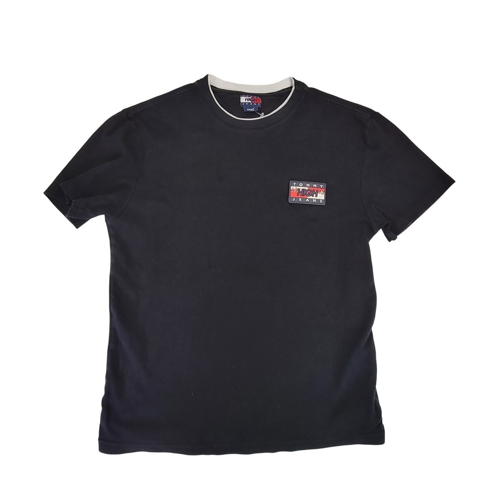 Tommy Jeans Black Crew Neck T Shirt Patch Logo Small